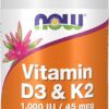 NOW Vitamin D3 & K2 120 Capsules